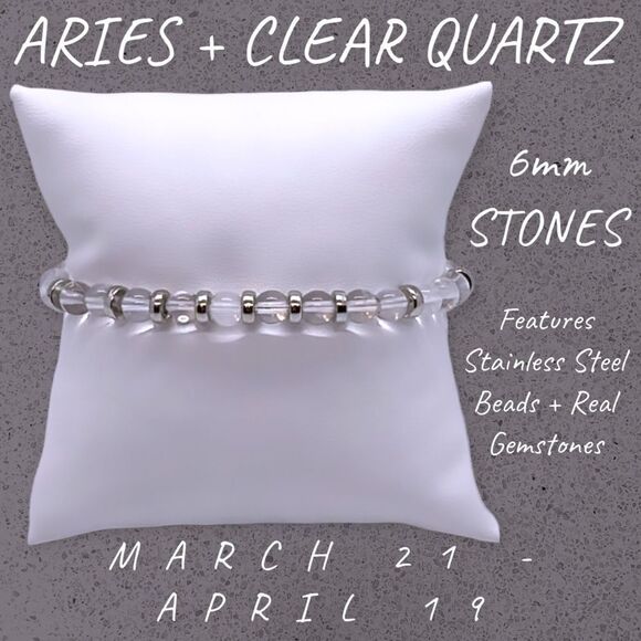 NWT Wool + Pepper Co. Aries + Clear Quartz Bracelet - Zodiac x Gemstone - Picture 5 of 10